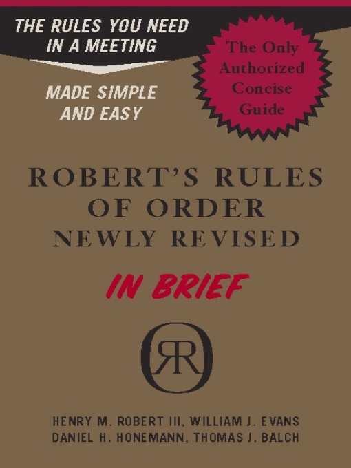 Robert s rules of order newly revised in brief national association